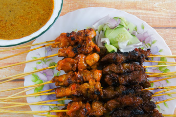 The Malaysian delicacy commonly known as Satay (bamboo stick skewered barbequed meat).