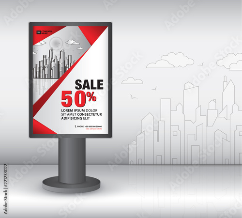 Outdoor Lightbox Template Design 3d Realistic Construction For Outdoor Lightbox Template Design 3d Realistic Construction For Advertising On City Background Vector
