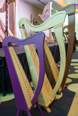 Obraz premium Various harp music instruments