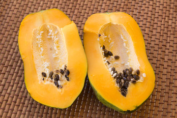 Papaya fruit, sweet ripe fresh papaya, raw vegan food.