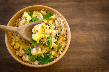 Farofa de ovos - scrambled eggs with flour - typical food of Brazil