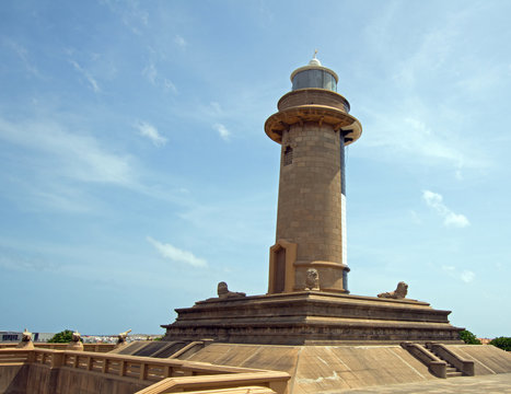 Old Lighthouse monument at the Galle Face in Colombo Sri Lanka Asia