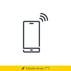 Smartphone with signal Icon / Vector - In Line / Stroke Design