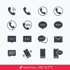 Phone Communication Processing Related Icons / Vectors Set | Contains Such and more phone, signal, line, chat, message, ringing, text, 24 hour, dial and many more