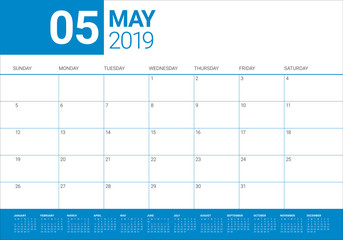 May 2019 desk calendar vector illustration