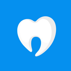 Tooth icon design, flat style. Vector illustration isolated on blue background. For mobile user interface.