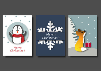 Christmas card or winter season background set vector illustration template