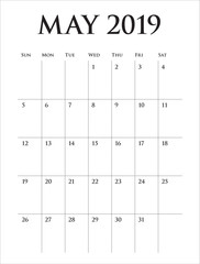 May 2019 desk calendar vector illustration