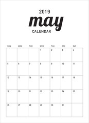May 2019 desk calendar vector illustration