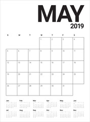 May 2019 desk calendar vector illustration