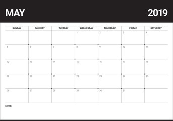 May 2019 desk calendar vector illustration