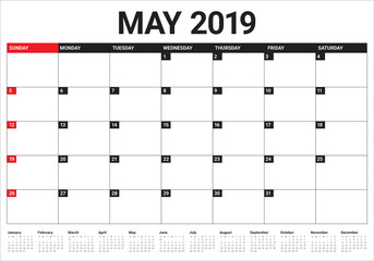May 2019 desk calendar vector illustration