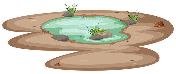 A small pond on white background