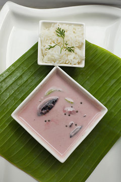Sol curry made from coconut milk and kokum and rice- staple meal, Goa