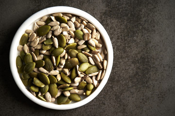Pumpkin nuts and sunflower seeds 
