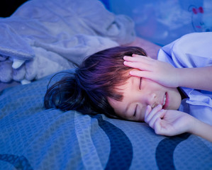 asian girl sleep on bed, kid sick, kid sleep, child sleep
