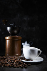 Coffee grinder mill with coffee cup 