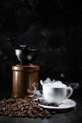 Coffee grinder mill with coffee cup 