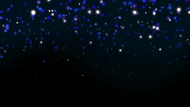 Shiny blue glitter sparkles rain falling down. 4K animation.