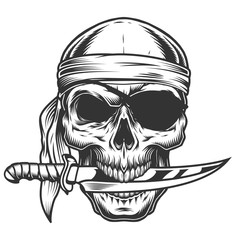 Skull with knife