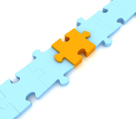 Obraz premium Colorful jigsaw puzzle concept success pie chart