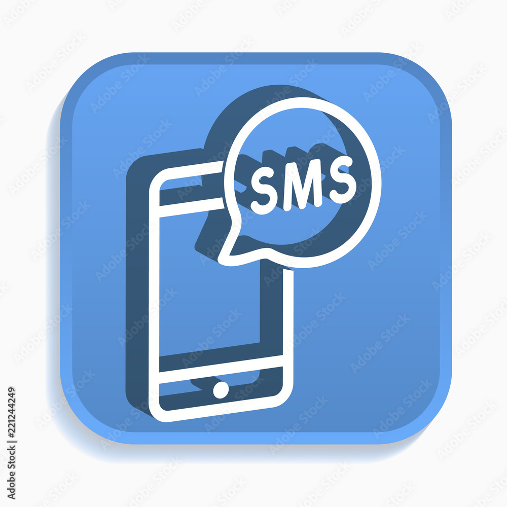 Poster sms isometric icon for graphic and web design in 3d style.