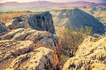 View from Arbel cliff. Galilee, Israel