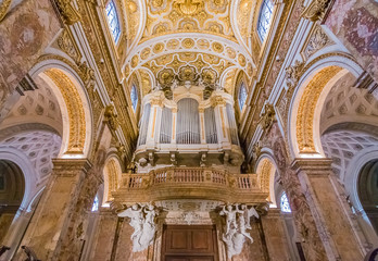 Fototapeta na wymiar Ornate organ of the Church of San Luigi dei Francesi in Rome