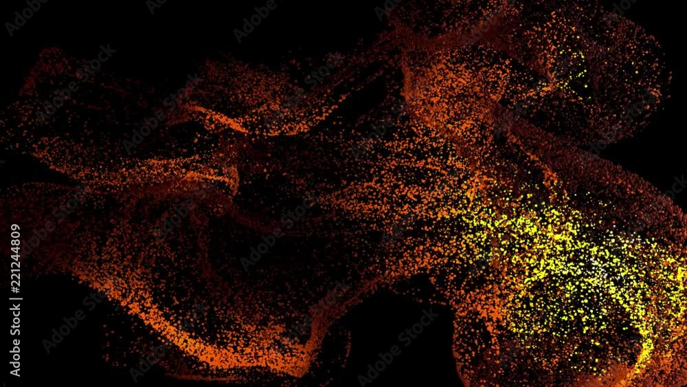 Poster 3d render animation of complex particles simulation. isolated flowing particles with luma mask for c