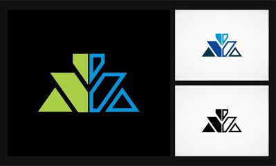 triangle geometric letter v logo