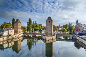 Panorama of  bridge Ponts Couverts, Strasbourg