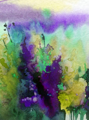 Abstract bright colored decorative background . Floral pattern handmade . Beautiful tender romantic meadow with wild flowers , made in the technique of watercolors from nature.