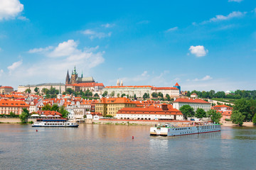 Beautiful and ancient city of Europe - Prague, Czech Republic. View of the city from the...