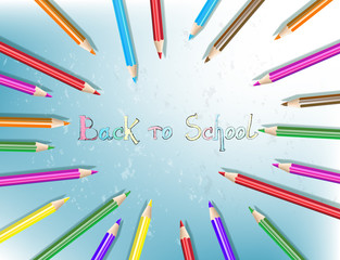 Back to school text drawing with colored pencils