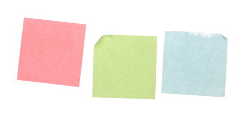 Sticky notes isolated on white background with clipping path, top view