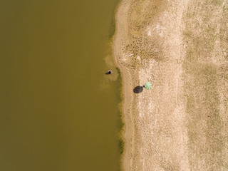 Umbrella Standing Beside Swimmer