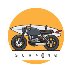 Motorbike with surfboard 