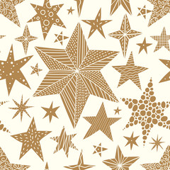 Gold stars. Seamless vector pattern. Seamless pattern can be used for wallpaper, pattern fills, web page background, surface textures.