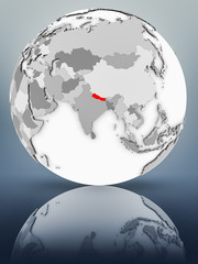 Obraz premium Nepal on political globe
