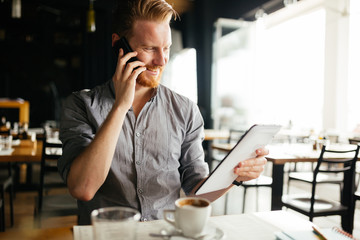 Businessman constantly working