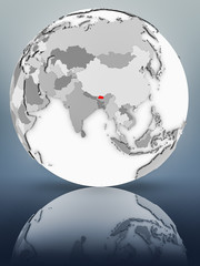 Obraz premium Bhutan on political globe