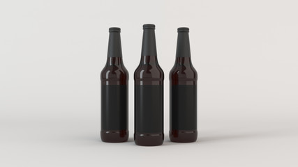 Mock up of tall beer bottles with blank labels