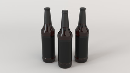 Mock up of tall beer bottles with blank labels