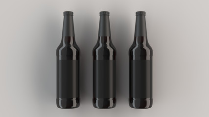 Mock up of tall beer bottles with blank labels