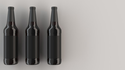 Mock up of tall beer bottles with blank labels