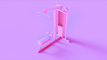 Pink Lats Pull Down Weight Machine 3d illustration 3d rendering	