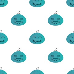 Halloween pumpkin seamless pattern in flat line style