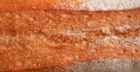 Ruddy crust on bread as an abstract background