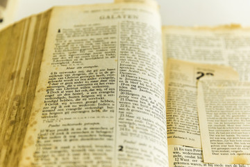 Bible Book Opened Aged & In Tatters
