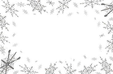 красивая иллюстрация блестящих снежинок на белом фоне           